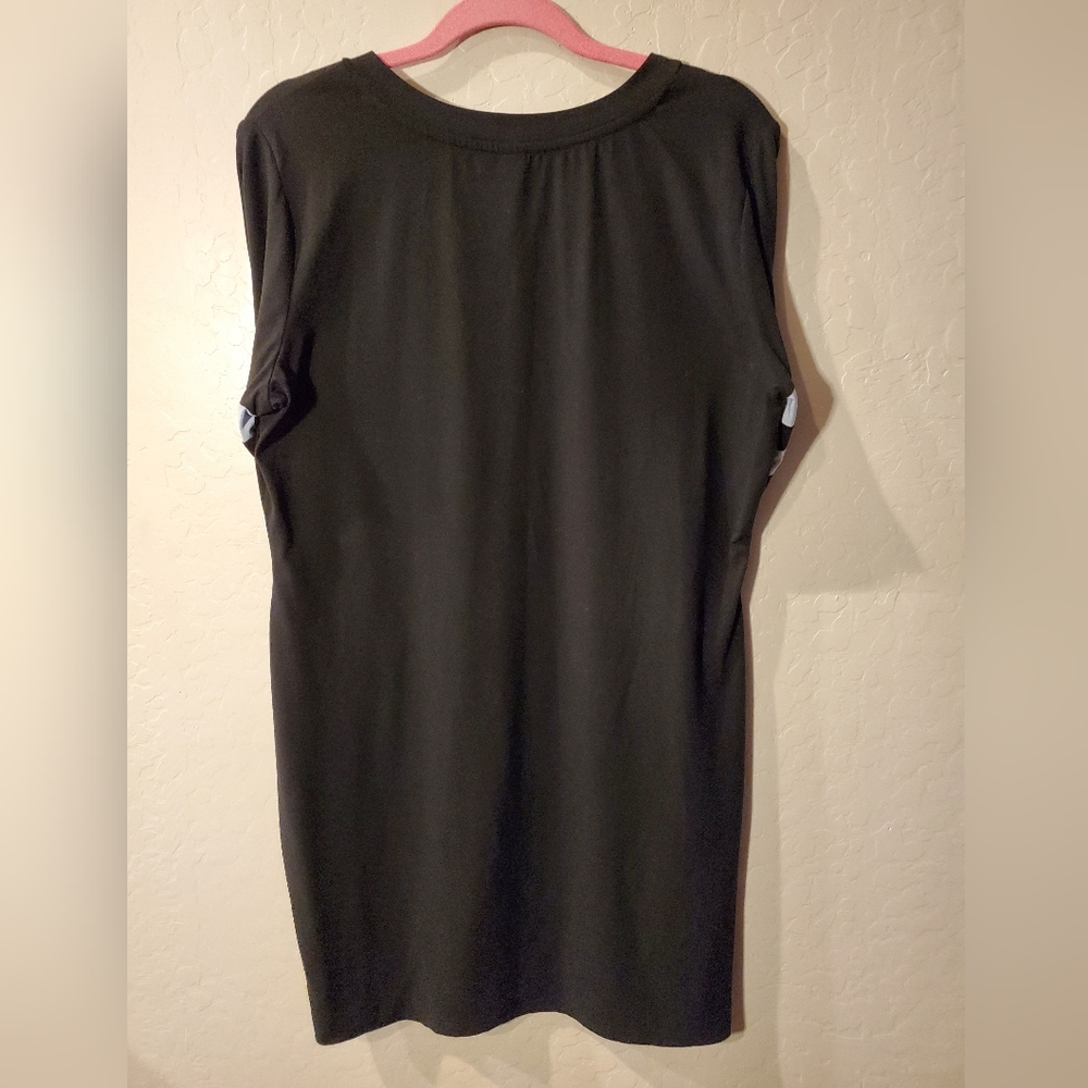 No Boundaries Black Midi Shirt Dress with White Stripes On Arms Size 3X (21) - Picture 5 of 5